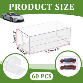 OGANAZI 60 Pcs 1/64 Scale Vehicle Model Car Display Cases Organizer Box PVC Transparent Box Display Case Exhibition Box for Model Car Dustproof Protector Box Showcase for Action Figures Collectibles