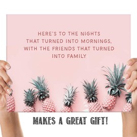 Here's to the Nights that Turned into Mornings, with the Friends . Vintage Wall Art- Unframed 11 x 14 Pineapple Print - Gift for bets friend, women, flatmates, soriety.