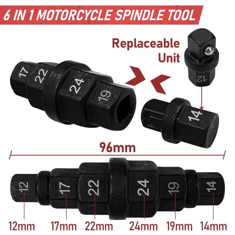 SUGOOE 6-in-1 Motorcycle Hex Allen Axle Tool, Steady Hex Bit