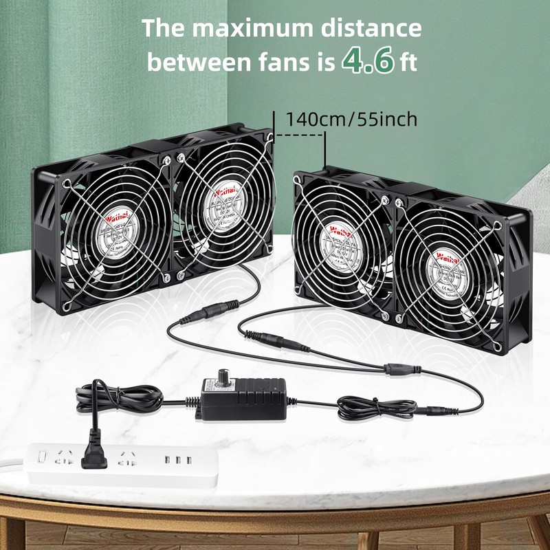 Wathai 120mm x 4 Dual Ball Computer Fan 110v -