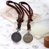 ODETOJOY Antique Brzone Leather Skull Necklace for Men Classic Coin