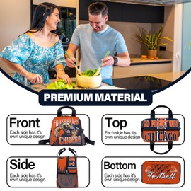 KETBLNB Gifts Fans for Chicago, Insulated Lunch Bag for Men and Women, Portable Football Lunch Box, Lunch Boxes with Adjustable Shoulder Straps