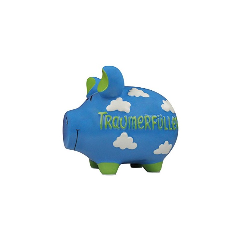 KCG 101214 Spardose Schwein Traumerfüller Keramik hellblau mittel, 13cm x