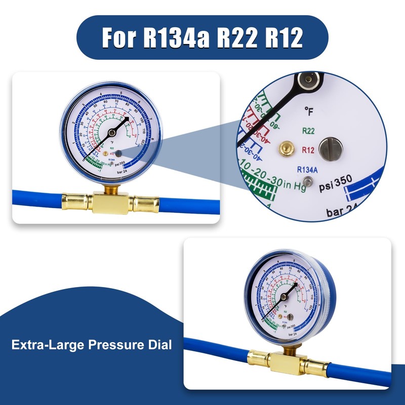 BACOENG R134a Refrigerant Recharge Kit, AC AUTO R134a/R-12/R-22 Freon Refrigerant