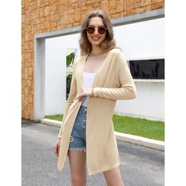 Totatuit Long Sleeve Open Front Cardigans Women Lightweight Knitted Longline Cardigan Mid-Lendth Ladies Spring Knitwear
