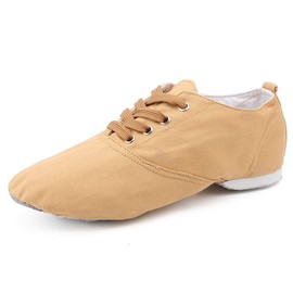 MSMAX Jazz Shoes for Women Girls Split Sole Canvas Ballet Dance Teaching Flats Camel 8 M US Women