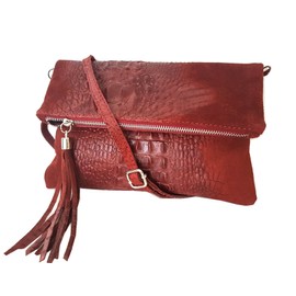 Zarolo M20590 Women's Shoulder Bag, Small Cross Body Real Leather Clutch Handbag, Italian, Handmade - Red - s