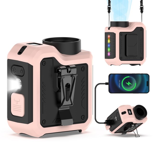 7-in-1 Multi-Use Portable Waist Clip Turbo Fan,Personal Wearable Rechargeable Powerful