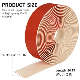 20Ft Floor Transition Strip Self Adhesive Vinyl Cover Floor Strip Flat Divider Transition Strip Wood Grain Design for Laminate Floor Gaps and Doorway Transitions (20Ft x 2 Inch, Beige)