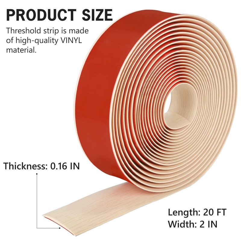 20Ft Floor Transition Strip Self Adhesive Vinyl Cover Floor Strip