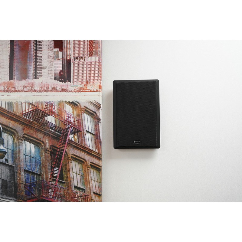 Universal Pair Rockville RockSlim Black Front+Rear Surround Sound Shallow On-Wall