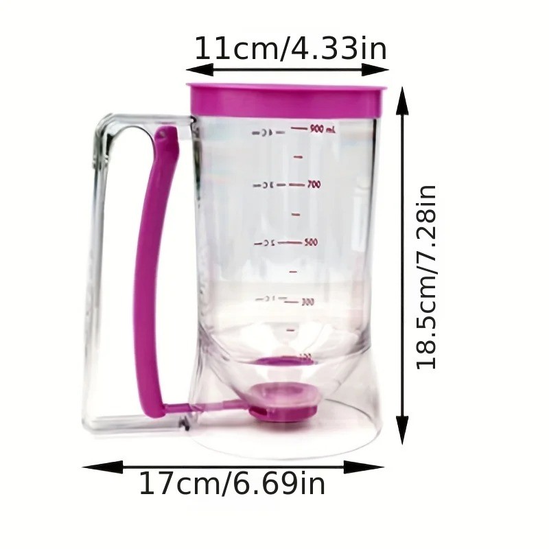 1 Pack 900ml Batter Dispenser with Handle – Handheld Graduated