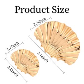 GAFATORY Shell Metal Claw Clips Large Gold Sea Shell Hair Accessories for Women Girls 2 Pcs Fashion Hair Clips for Thick Hair