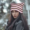 YAMEIZE Cat Ear Striped Knitted Hat - for Men and
