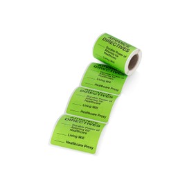 Carstens Medical Stickers – Advance Directives, Power of Attorney, Living Will, Healthcare Proxy Labels for Medical Charts, Green and Black, Roll of 100 Patient Chart Labels, W2.5 x H2.5