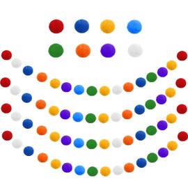 Luyoaozy Colorful Pom Pom Garlands 39.6 Feet Long 120 Balls for Rainbow Classroom Decor Felt Banner Wall Christmas Tree Classroom Birthday Easter Party Home Decor