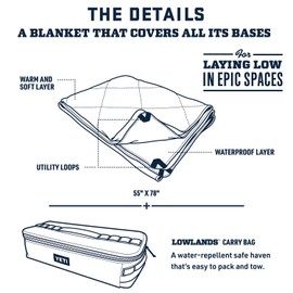 YETI Lowlands Blanket, Multi-Use Blanket with Travel Bag, Navy