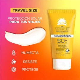FOTOSUN UV FPS 50+, Travel Protector Solar Facial y Corporal para Viaje Protección Muy Alta Contra los Rayos del Sol Resistente al Agua Uso Diario Hip