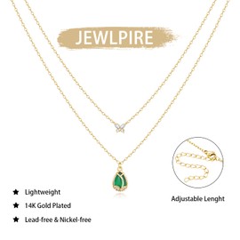 Jewlpire 14K Plated Gold Necklace for Women, Gold Layered Necklaces for Women, Dainty Gold Necklace Birthstone Necklaces Butterfly Necklaces Trendy Layering Necklace