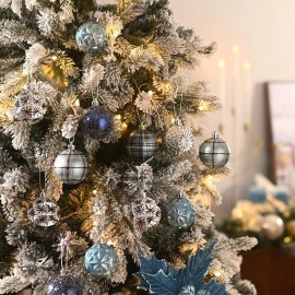 16ct 2.36 Inches Luxury Hanging Ball Ornaments White Silver Shatterproof Christmas Tree Decorationscolor: Navy Blue Silver Color