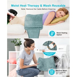 Aasonida Heating Pad for Back Pain, Electric Heating Pad with 6 Heating Options, Heat Pad for Back, Neck, Shoulder, Stomach, Soft Flannel Surface