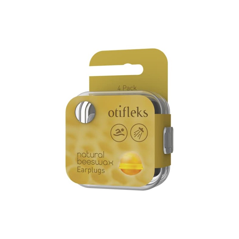 Otifleks Natural Beeswax Earplug Pair, Yellow 4 count, Pack of