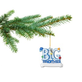 Brother or Sister Ornaments 2024 - Big Brother, Sister, Little Brother, Sister Christmas Ornaments - Easy to Personalize - Comes in Gift Box So It's Ready for Giving (Big Brother - Blue)