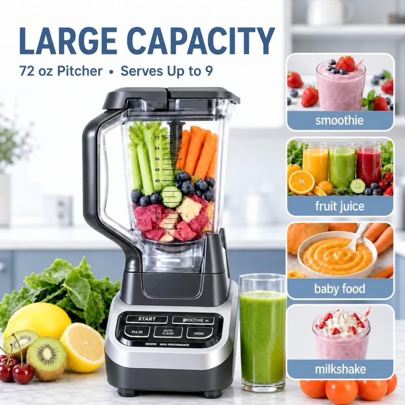 72oz XL Replacement Pitcher Compatible with Ninja BL750 Series Blender