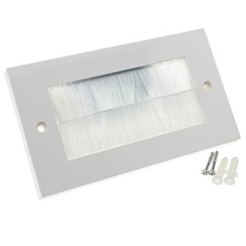 kenable White Brush Front Plate for Cable Exit / Wall Outlet Wall Outlet Wall Outlet UK Double Gang White [White Double]