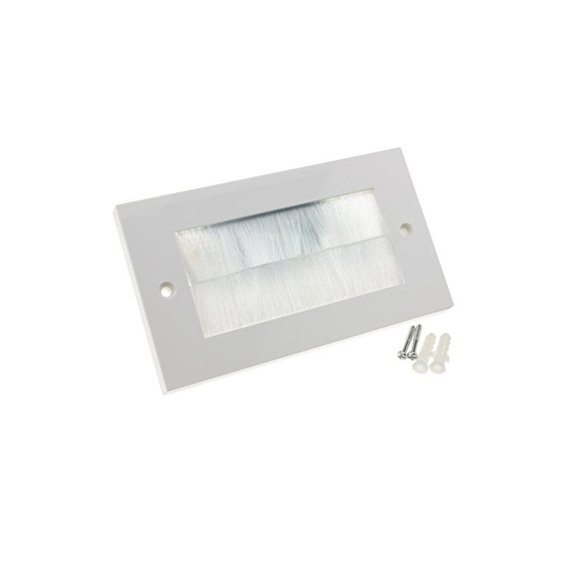 kenable White Brush Front Plate for Cable Exit / Wall