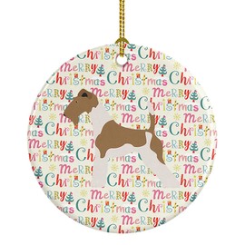 Caroline's Treasures WDK2001CO1 Wire Fox Terrier Merry Christmas Ceramic Ornament, 3 in, Multicolor