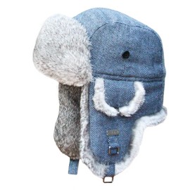 Kurhatic Winter Trapper Hat, Warm 100% Rabbit Fur Aviator Hat, Russian Trooper Hunting Ski Hat with Ear Flaps for Men & Women L