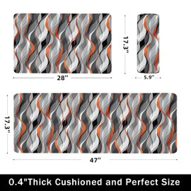 Kitchen Mats for Floor Modern Abstract kitchen rugs Grey and Orange Stripe Anti Fatigue Kitchen Mats Waterproof Floor Mats Cushioned Non-Skid Standing Mats for Kitchen, Set of 2,17.3 x 28+17.3 x 47