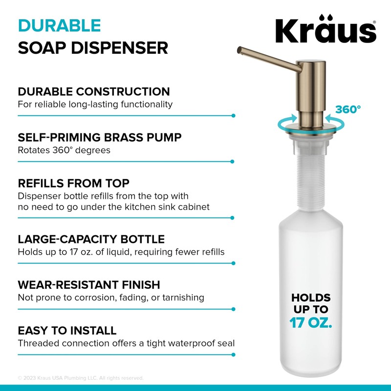 KRAUS Kitchen Soap and Lotion Dispenser in Spot-Free Antique Champagne