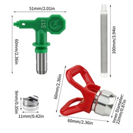 TUDUD 6 Pcs Airless High Pressure Tips Reversible Spray Tip 2 Pcs Nozzle Tip Guards and 5 Pcs Airless Paint Spray Gun Filters for Sprayer Accessories (211，313，415，515，517,621)