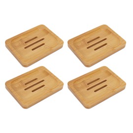 FILFEEL Jabonera de 4 Piezas, Jabonera de Bambú, Fuerte Resistencia Al Agua, Jabonera Elegante Y Resistente, para Salón de Belleza de Baño en Casa