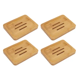 FILFEEL Jabonera de 4 Piezas, Jabonera de Bambú, Fuerte Resistencia Al Agua, Jabonera Elegante Y Resistente, para Salón de Belleza de Baño en Casa