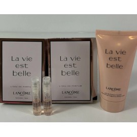 Lancome Lot of 3 Pcs Lancome La Vie Est Belle EDP 1 x Body Lotion 50ml + 2 x Spray Vial