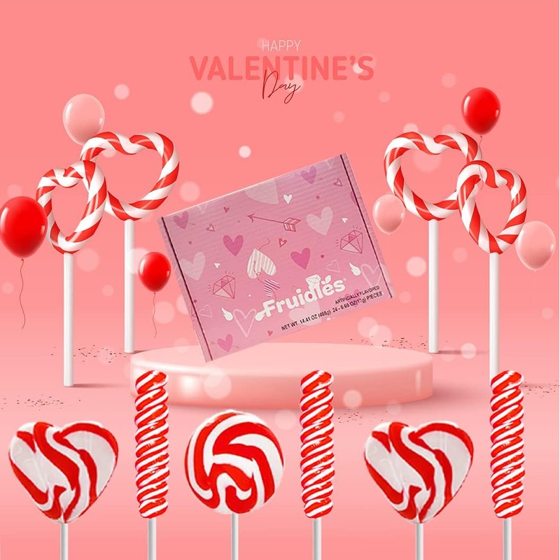 Fruidles Valentine's Day Swirl Lollipop Sucker, Individually Wrapped (144-Pack)