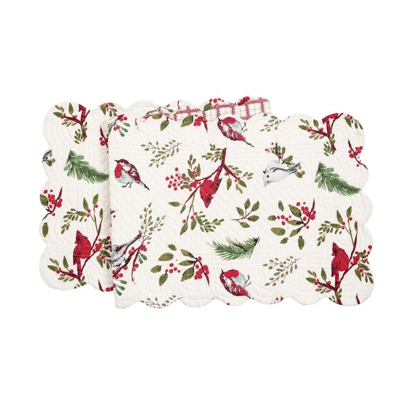 C&F Home Sprig Birds Cotton Quilted Table Runner Runner White