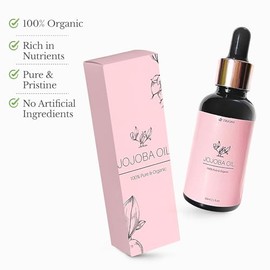Aceite de jojoba 100% puro enriquecido con vitamina E para cara, piel, cabello y uñas (1.0 fl oz), hidratante natural y aceite nutritivo para masaje G