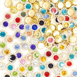 120 Pcs Sew on Rhinestones Flower Shaped Crystals Glass Metal Base Claw Rhinestones with Diamond for Craft, Clothes, Shoes, Belt, Socks Sewing Accessories (13 Color Mix) 12MM