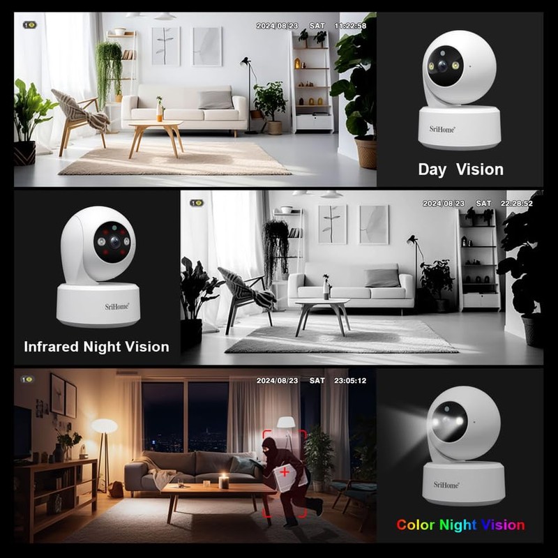 SRIHOME Security Camera 8MP 2.4GHz/5GHz WiFi Surveillance PTZ IP Camera