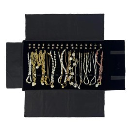 Unionplus Velvet Travel Jewelry Roll Bag Organizer for Necklace, Elastic Band and Anti-.