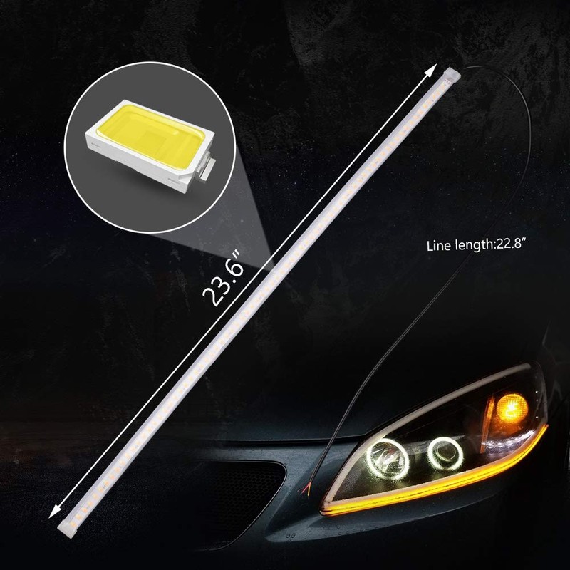 MICTUNING LED Headlight Surface Strip Tube Light 24 Inch DRL