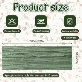 8 Pack Sage Green Cheese Cloth Table Runners 35x120 inch Boho Gauze Fabric Table Runner Vintage Rustic Sheer Runners for Wedding Baby Shower Party Bridal Decor, 10FT