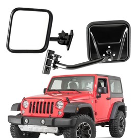 TACTIK Quick Release Side Mirrors, Square Head, Fits Jeep with Doors Off or After-Market Doors - Fits Jeep 97-18 Wrangler TJ, Unlimited, Wrangler & Wrangler Unlimited JK, Durable Doorless Side Mirrors