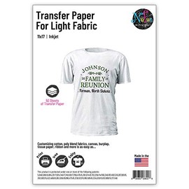 NuFun Activities Inkjet Printable Iron-On Heat TShirt Transfer Paper 11x17 (50, Light Fabrics)