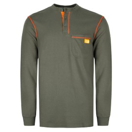 Titicaca FR Pocket Henley 7OZ 100% Cotton Flame Resistant Henley Style Gray Long Sleeve T-Shirts