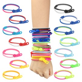 LANMOK 28pcs Friendship Fidget Zipper Bracelets Colourful Fidget Bracelet Xmas Children Sensory Toy Stress Relief Bangle for Kids Prizes Christmas Party Goodie Bag